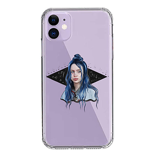 

Case For Apple iPhone 11/11 Pro/11 Pro Max/XS/XR/XS Max/8 Plus/7 Plus/8/7/6/6s Transparent Blue Hair Billie Eilish Pattern Fall Proof Back Cover Soft PCTPU