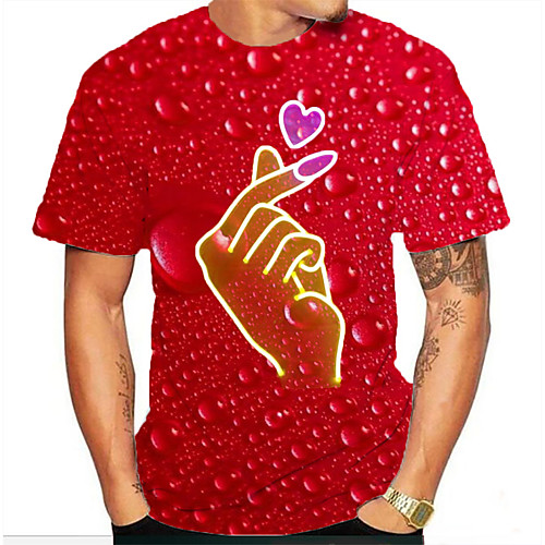 

Men's T shirt Graphic Beer Print Short Sleeve Daily Tops Basic Red