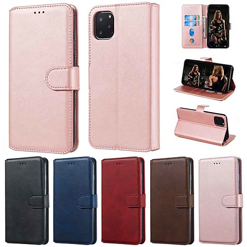 

Case For Apple iPhone 11 / iPhone 11 Pro / iPhone 11 Pro Max Wallet / Card Holder / with Stand Full Body Cases Solid Colored PU Leather / TPU