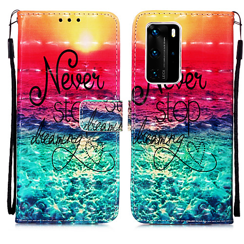 

Case For Huawei HUAWEI P40 PRO / P40 lite E / P40 lite Card Holder / Shockproof / Flip Back Cover Gradient / Word / Phrase PU Leather / TPU