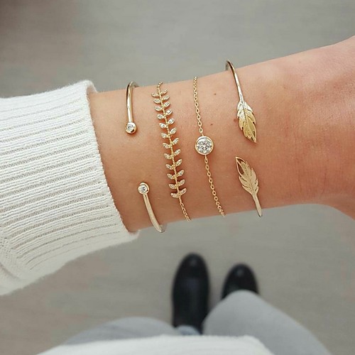 

4pcs Women's Bracelet Geometrical Precious Fashion Alloy Bracelet Jewelry Gold For Street