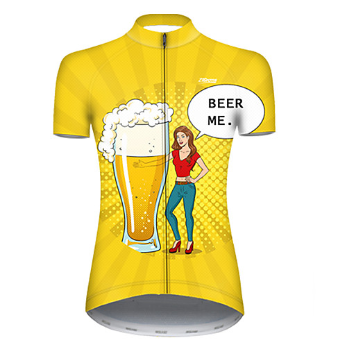 

21Grams Women's Short Sleeve Cycling Jersey Summer Nylon Polyester Yellow Polka Dot Gradient Oktoberfest Beer Bike Jersey Top Mountain Bike MTB Road Bike Cycling Ultraviolet Resistant Quick Dry