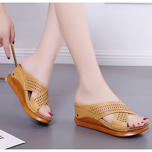 

Women's Sandals Wedge Sandals Summer Wedge Heel Open Toe Daily PU White / Black / Red