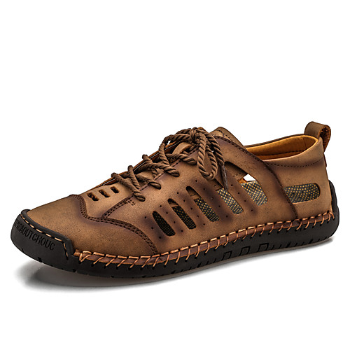 

Men's Summer Casual Daily Sandals Walking Shoes Microfiber Breathable Black / Yellow / Khaki
