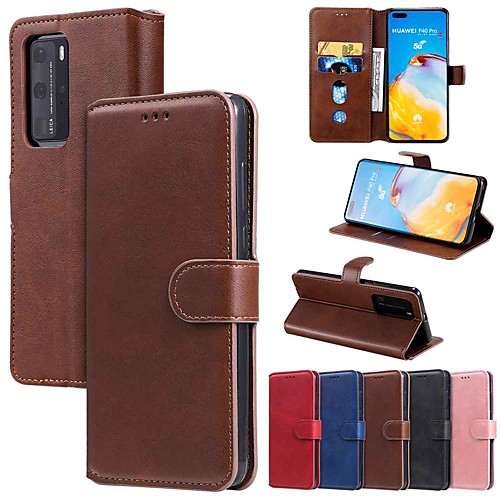 

Case For Huawei P40 Lite / Huawei P40 / Huawei P40 Pro Wallet / Card Holder / with Stand Solid Colored Calf PrintPU Leather / TPU for Huawei P30 Lite / honor 10 Lite