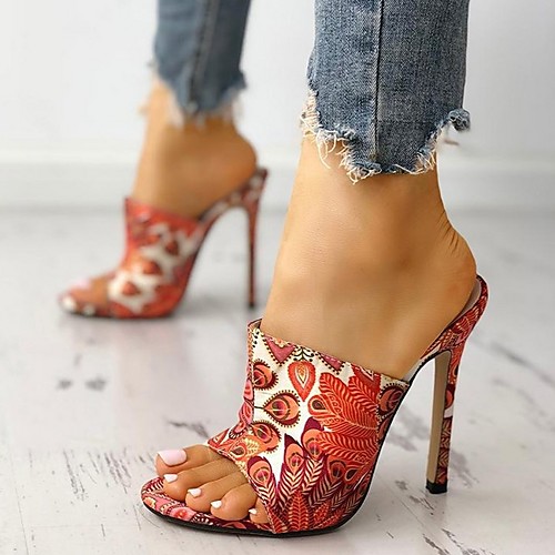 

Women's Slippers & Flip-Flops Summer Stiletto Heel Open Toe Daily PU Gold