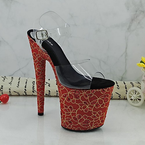 

Women's Sandals Summer Stiletto Heel Open Toe Daily Suede Red