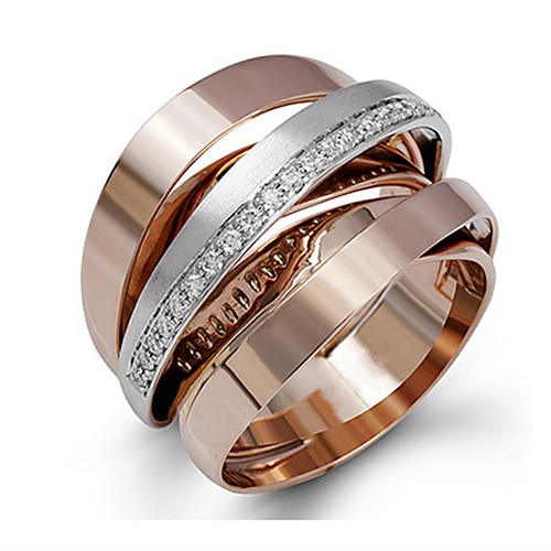 

Women's Ring Belle Ring AAA Cubic Zirconia 1pc Rose Gold Copper Rose Gold Plated Silver-Plated Irregular Statement Luxury Party Evening Gift Jewelry Geometrical Wearable