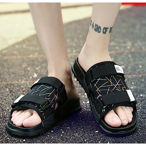 

Men's Summer Outdoor Sandals PU Non-slipping Black / White / Black / Blue