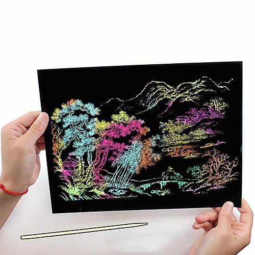 

Drawing Toy Scratch Art Set Magic Scratch Paper Cartoon Flower Animal Pure Paper Painting Creative Kid's Boys and Girls for Birthday Gifts or Party Favors