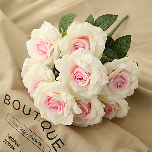 

50cm 10 Heads Curled Corner Roses Artificial Flower Wedding Road Lead 1 Bunch
