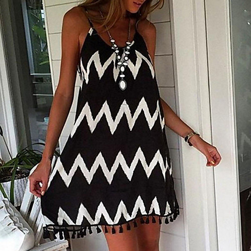 

Women's Strap Dress Short Mini Dress Black Sleeveless Geometric Hot Elegant Slim S M L XL XXL