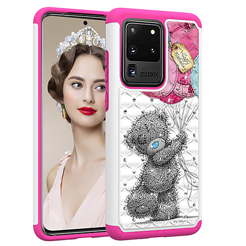 

PC TPU 2in1 Rhinestone Taping Cover Cartoon Bear Phone Case For Samsung Galaxy S20 S20PLUS S20Ultra S10 S10E S10P S9 S9P S8 S8P