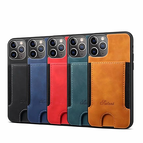 

Case For Apple iPhone 11 / iPhone 11 Pro / iPhone 11 Pro Max Card Holder / Shockproof Back Cover Solid Colored PU Leather / TPU