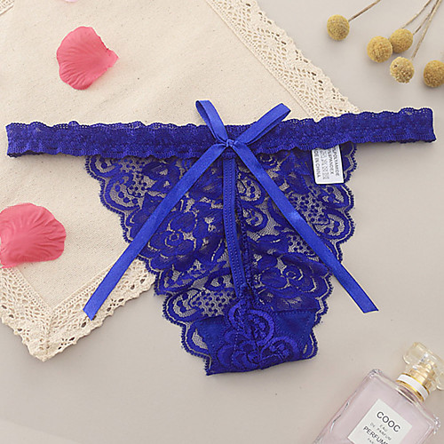 

Women's Lace / Cut Out / Bow G-strings & Thongs Panties - Normal Low Waist Wine Fuchsia Red One-Size