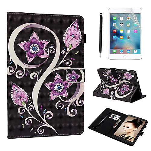 

Case With A Free 2in1 Stylus pen For Samsung Galaxy Samsung Tab T377/T375/T280/T285/P200/205 Dustproof / with Stand / Flip Back Cover Flowers PU Leather