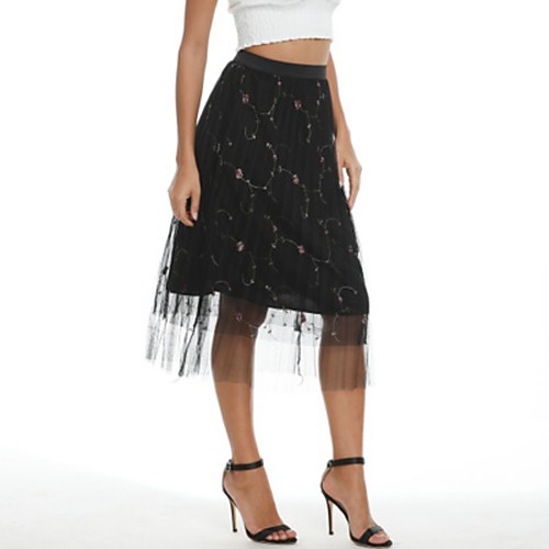 

Women's A Line Skirts - Galaxy Black Yellow S M L