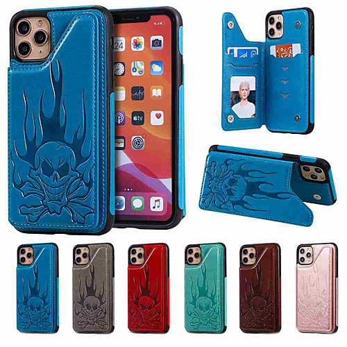 

Case For Apple iPhone 11 / iPhone 11 Pro / iPhone 11 Pro Max Wallet / Card Holder / with Stand Back Cover Skull Embossing PU Leather / TPU for iPhone Xs Max / Xr / Xs / X / SE (2020) / 8 Plus / 8