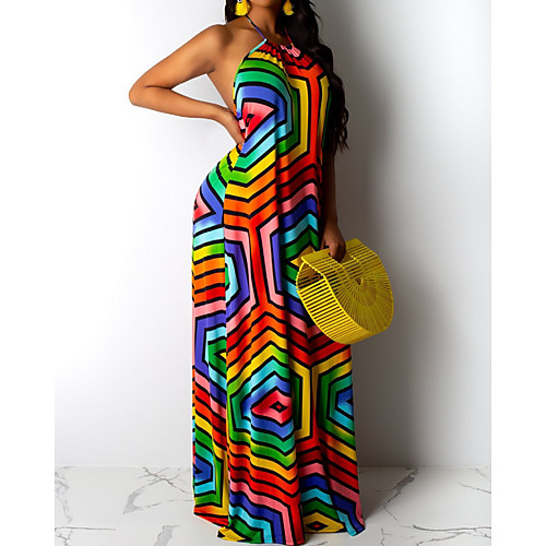 

Women's A Line Dress - Sleeveless Rainbow Summer Elegant 2020 Rainbow S M L XL XXL