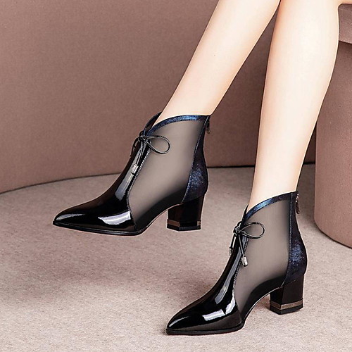 

Women's Heels Spring & Summer Cuban Heel Pointed Toe Daily PU Burgundy / Royal Blue