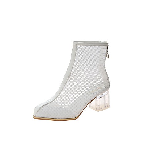 

Women's Boots Spring & Fall Chunky Heel Round Toe Daily Mesh White / Black / Yellow