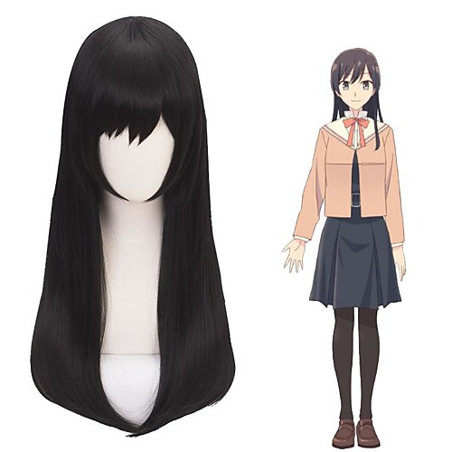 

Cosplay Chiaki Nanami Cosplay Wigs Women's With Bangs 16 inch Heat Resistant Fiber kinky Straight Black Teen Adults' Anime Wig