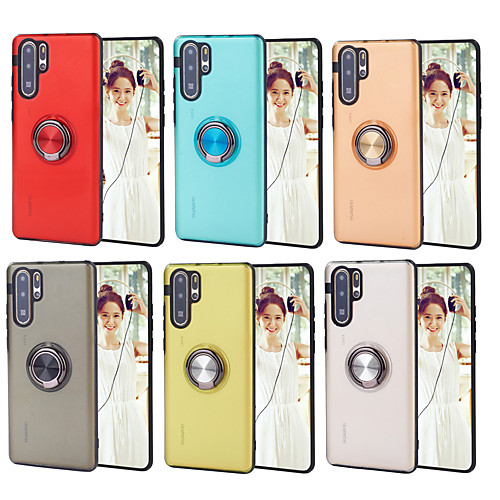 

Case For Huawei Huawei P20 / Huawei P20 Pro / Huawei P20 lite Shockproof / Ring Holder Back Cover Solid Colored Plastic