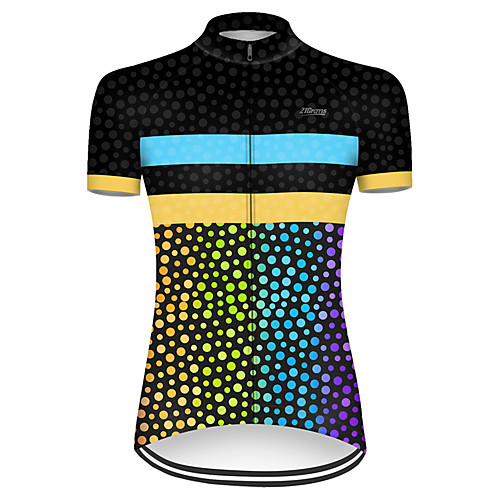 

21Grams Women's Short Sleeve Cycling Jersey Summer Nylon Polyester Black / Yellow Polka Dot Gradient Bike Jersey Top Mountain Bike MTB Road Bike Cycling Ultraviolet Resistant Quick Dry Breathable