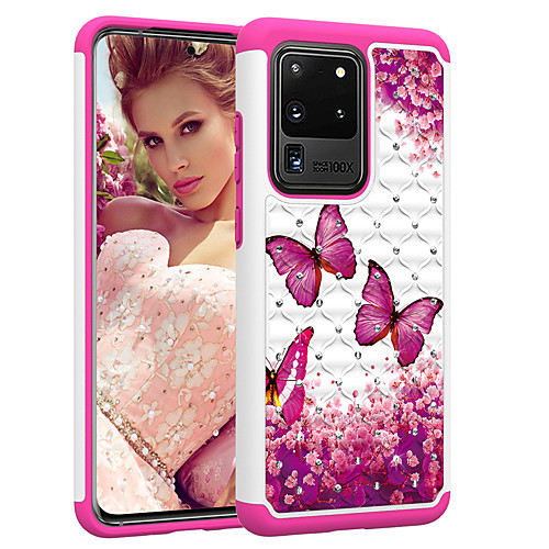

PC TPU 2in1 Rhinestone Taping Cover Butterfly Phone Case For Samsung Galaxy S20 S20PLUS S20Ultra S10 S10E S10P S9 S9P S8 S8P