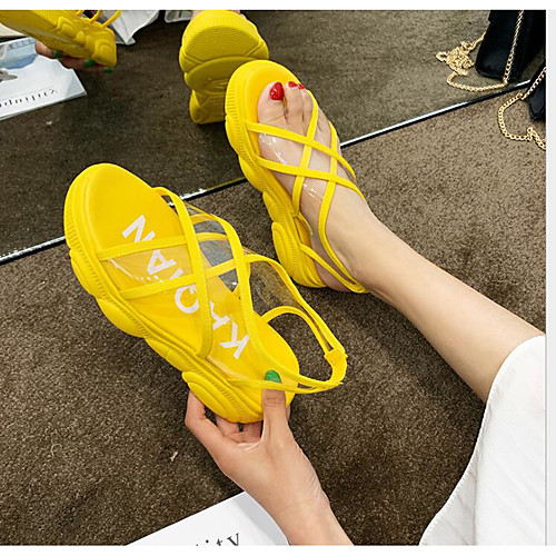 

Women's Sandals Summer Creepers Open Toe Daily PU Yellow / Red / Pink