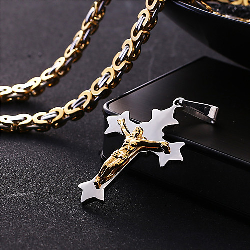 

Men's Necklace Crossover Artistic Classic Titanium Steel Gold 55 cm Necklace Jewelry 1pc For Anniversary Street Festival
