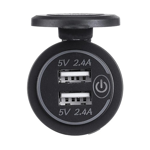 

P18-S Touch Switch with Terminal 5V 2.4A Dual USB Car Motorized Modified Charger Mobile Phone 12-24V