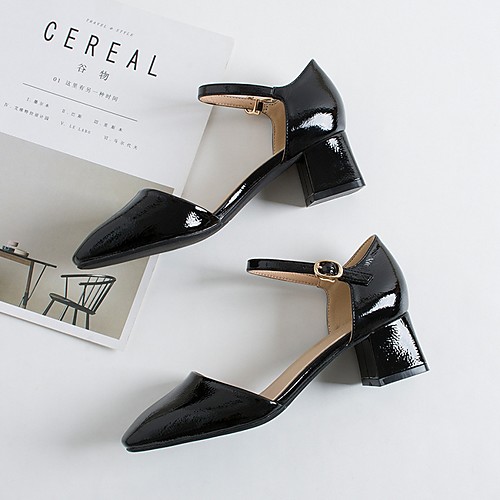 

Women's Sandals Summer Chunky Heel Square Toe Daily PU Black / Pink / Beige
