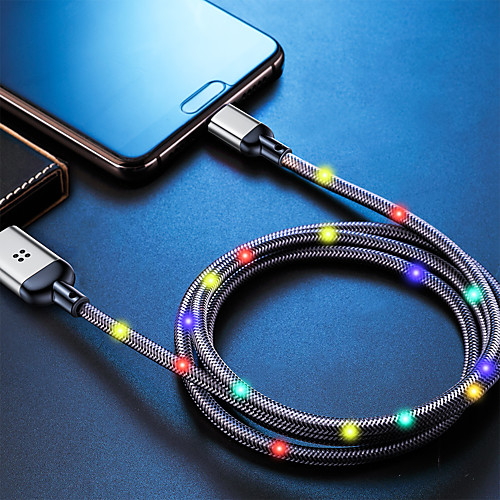 

ROCK R6 Lightning / Type-C Cable 2 A 1.0m(3Ft) Braided / LED / Quick Charge Aluminum / Nylon USB Cable Adapter