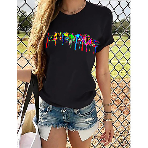 

Women's Rainbow Graphic Pride Day Print T-shirt Basic Casual / Daily Black