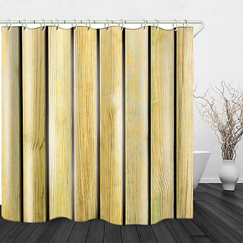 

Creative Wood Plank Background Digital Print Waterproof Fabric Shower Curtain for Bathroom Home Decor Covered Bathtub Curtains Liner Includes with Hooks