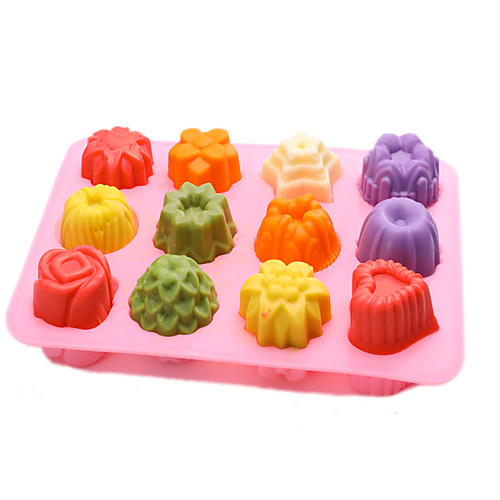 

12 Grid Silicone Ice Maker Mould Chocolate Mold Tray Creative Rose/Heart/Flower/Round/Square Shaped Ice Cube Cake decoration Mold