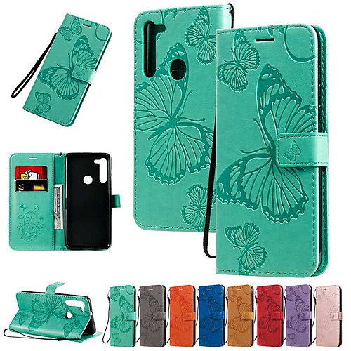 

Case For Motorola MOTO E6 / MOTO E6 plus / MOTO G8PLUS Wallet / Card Holder / with Stand Full Body Cases Butterfly / Solid Colored PU Leather