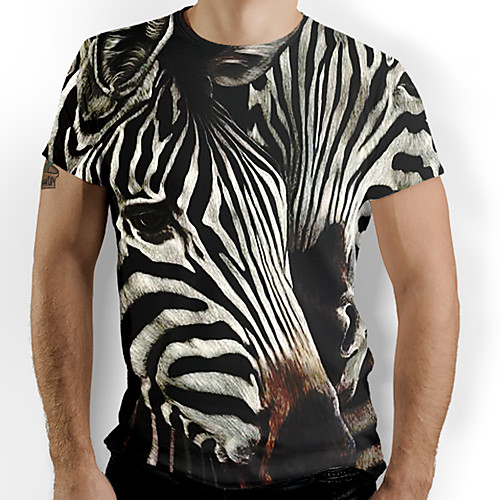 

Men's T shirt Shirt Striped Graphic Optical Illusion Print Short Sleeve Daily Tops Round Neck Black