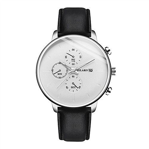 

Men's Dress Watch Quartz Stylish Leather Black 30 m Casual Watch Analog Casual Fashion - BlackGloden Red Black / White