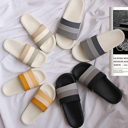 

Women's Slippers & Flip-Flops Summer Flat Heel Open Toe Daily PU White / Black / Yellow