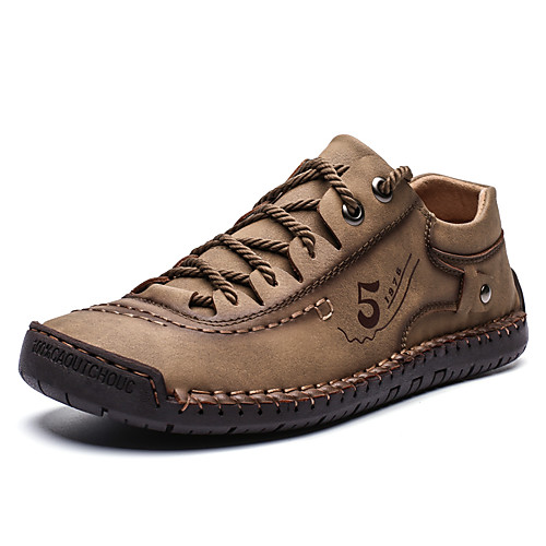 

Men's Fall / Spring & Summer Daily Outdoor Sneakers Walking Shoes Microfiber Breathable Wear Proof Black / Khaki / Gold