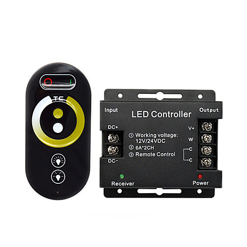 

12-24 V For LED Warm White Light White Light Dual Color Strip LightLed Controller Dual Color Temperature 5050 Lamp With Light Bar Wireless RF Touch Remote Control Color Temperature Dimmer 1pc