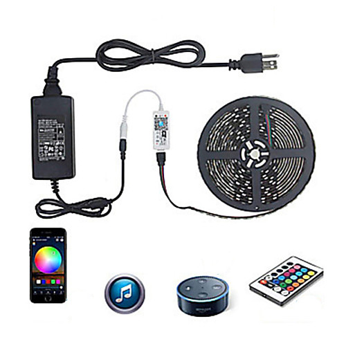 

WIFI Smart LED Strip Lights Kit RGB Tiktok Lights 5050 Tape Light Work with Alexa Google Home WiFi Wireless Smart Phone Controlled LED Set 16.4ft 300 LEDs Rope Light Waterproof 12V 6A Power Supply