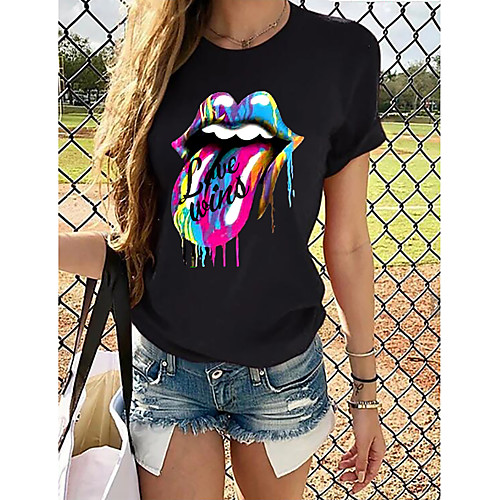 

Women's Rainbow Graphic Print T-shirt Basic Casual / Daily Black