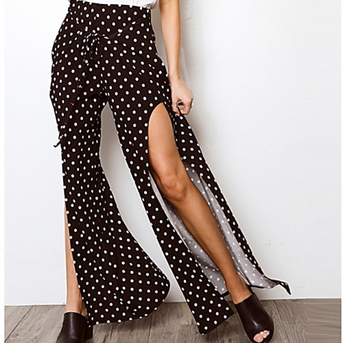 

Women's Street chic Loose Wide Leg Pants - Leopard White Black Red S / M / L