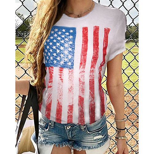 

Women's National Flag Graphic Print T-shirt Basic Casual / Daily White