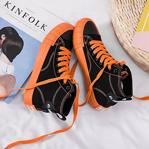 

Women's Sneakers Spring & Fall Flat Heel Round Toe Daily Canvas Black / Orange