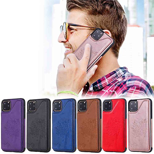 

Case For Apple iPhone 11 / iPhone 11 Pro / iPhone 11 Pro Max Wallet / Card Holder / with Stand Back Cover Cat and Tree Embossing PU Leather / TPU for iPhone Xs Max / Xr / Xs / X / SE (2020) / 8 Plus