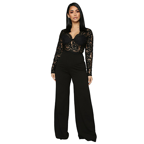 

Women's Black Jumpsuit Onesie, Solid Colored S M L